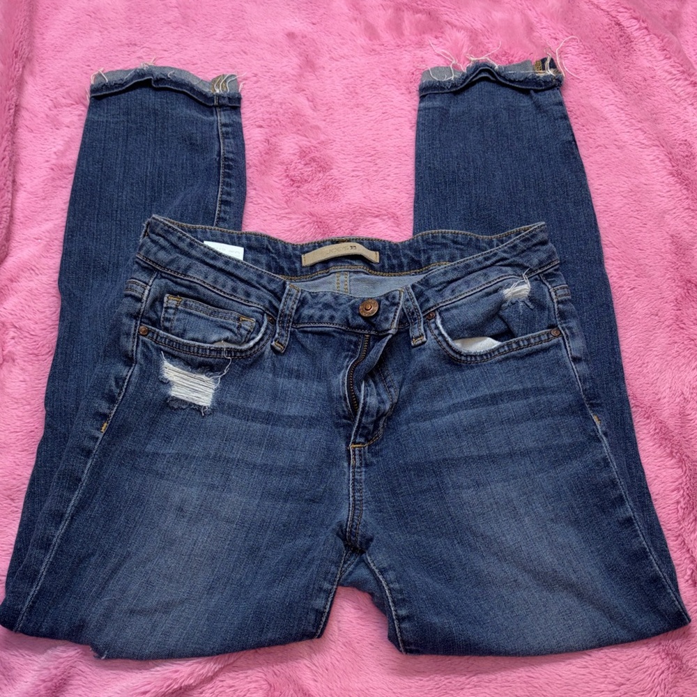 Joe's Jeans Dark Blue Distressed Crop Jeans